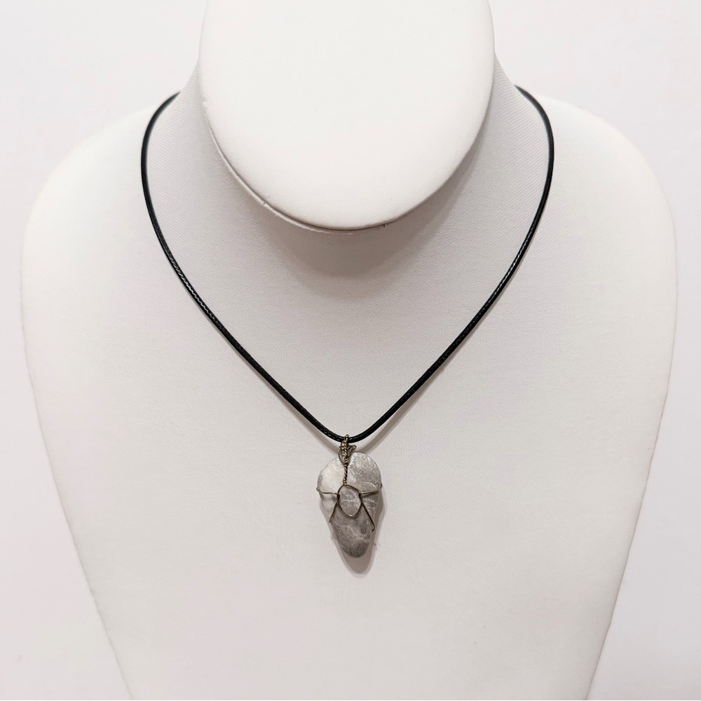 Grey Stone w/ White Agate Necklace